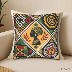 Afro-Indigenous Patterned Pillow Cover – Black Culture Home Accent Decor