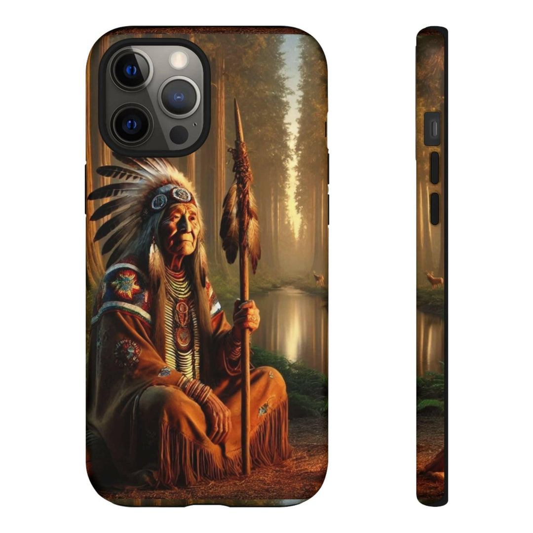 Native Wisdom Tough Phone Case - Samsung, iPhone & Google Pixel, Indigenous Elder Art, Tribal Spirituality, Durable Protective Cover - MKCM Modern Designs