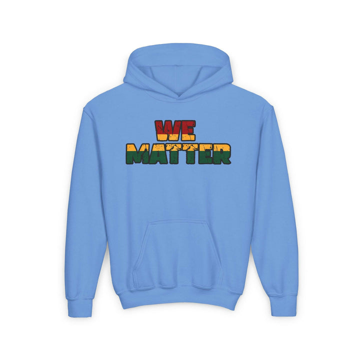 “Youth wearing hoodie with WE MATTER slogan for impactful message”