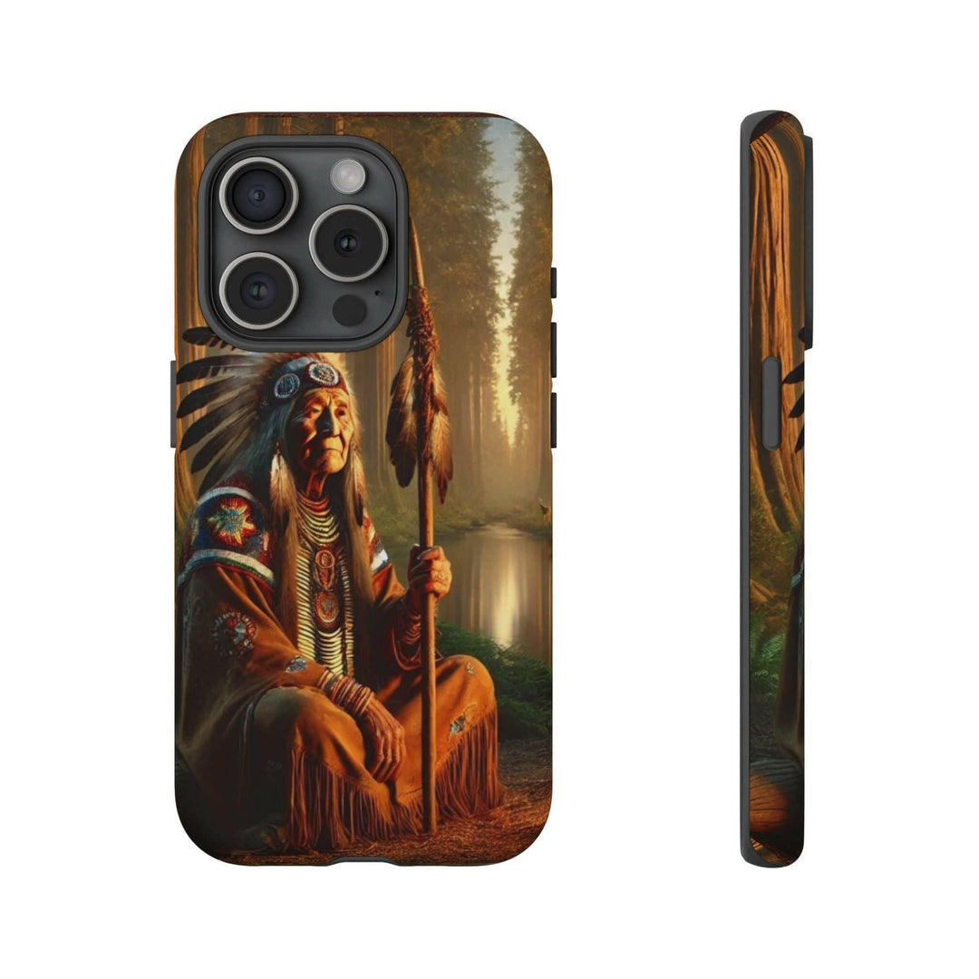 Native Wisdom Tough Phone Case - Samsung, iPhone & Google Pixel, Indigenous Elder Art, Tribal Spirituality, Durable Protective Cover - MKCM Modern Designs