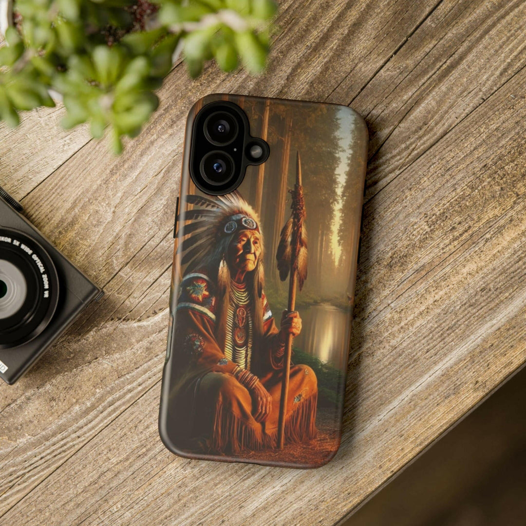 Native Wisdom Tough Phone Case - Samsung, iPhone & Google Pixel, Indigenous Elder Art, Tribal Spirituality, Durable Protective Cover - MKCM Modern Designs