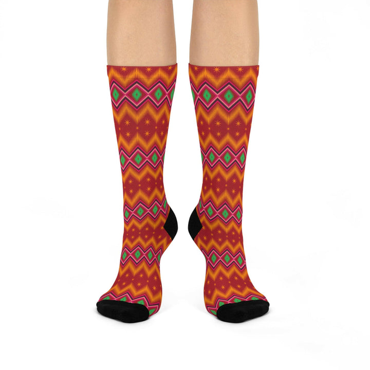 Vibrant Geometric Pattern Crew Socks.