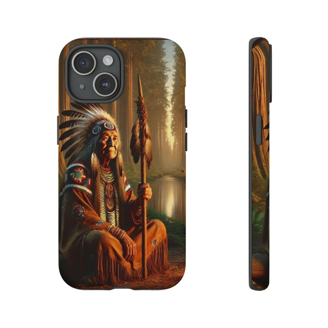 Native Wisdom Tough Phone Case - Samsung, iPhone & Google Pixel, Indigenous Elder Art, Tribal Spirituality, Durable Protective Cover - MKCM Modern Designs