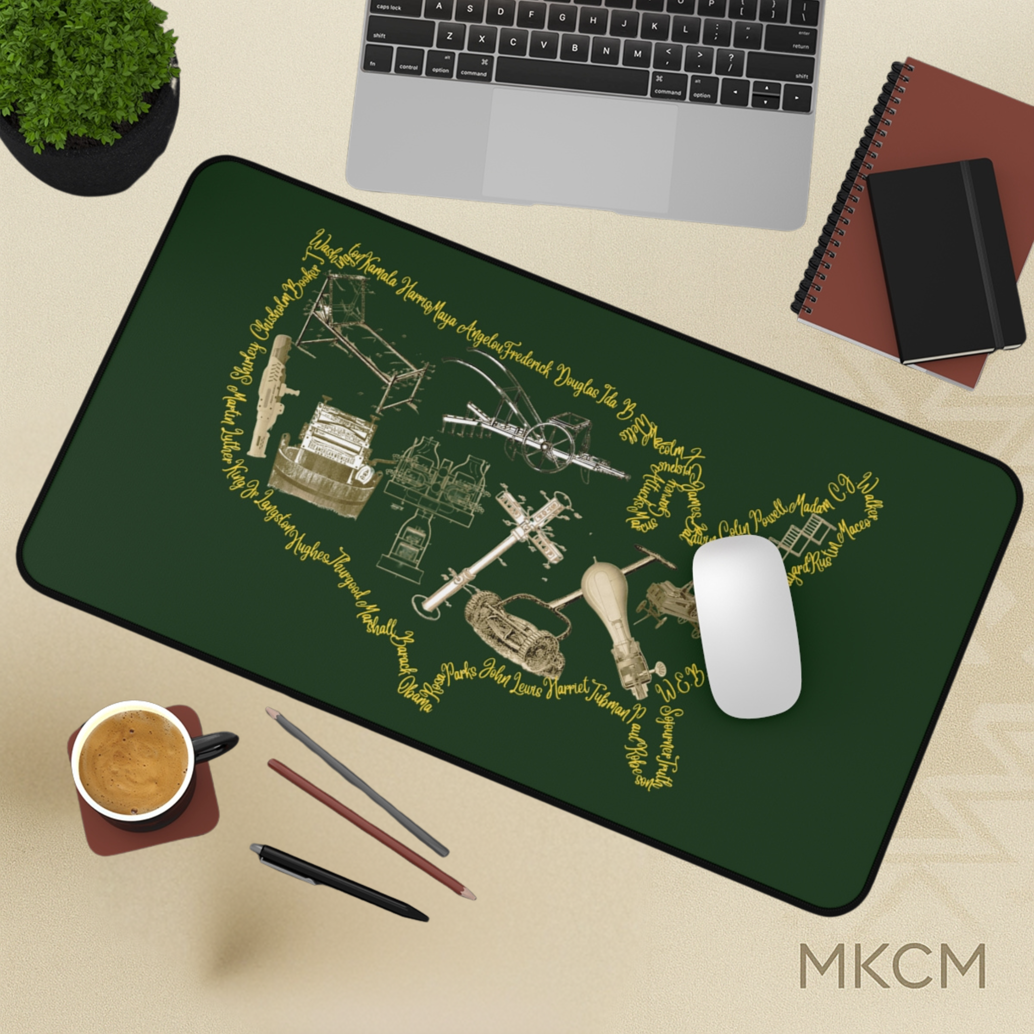 Built on Black Excellence Desk Mat – Black Heritage Office Decor for Empowerment