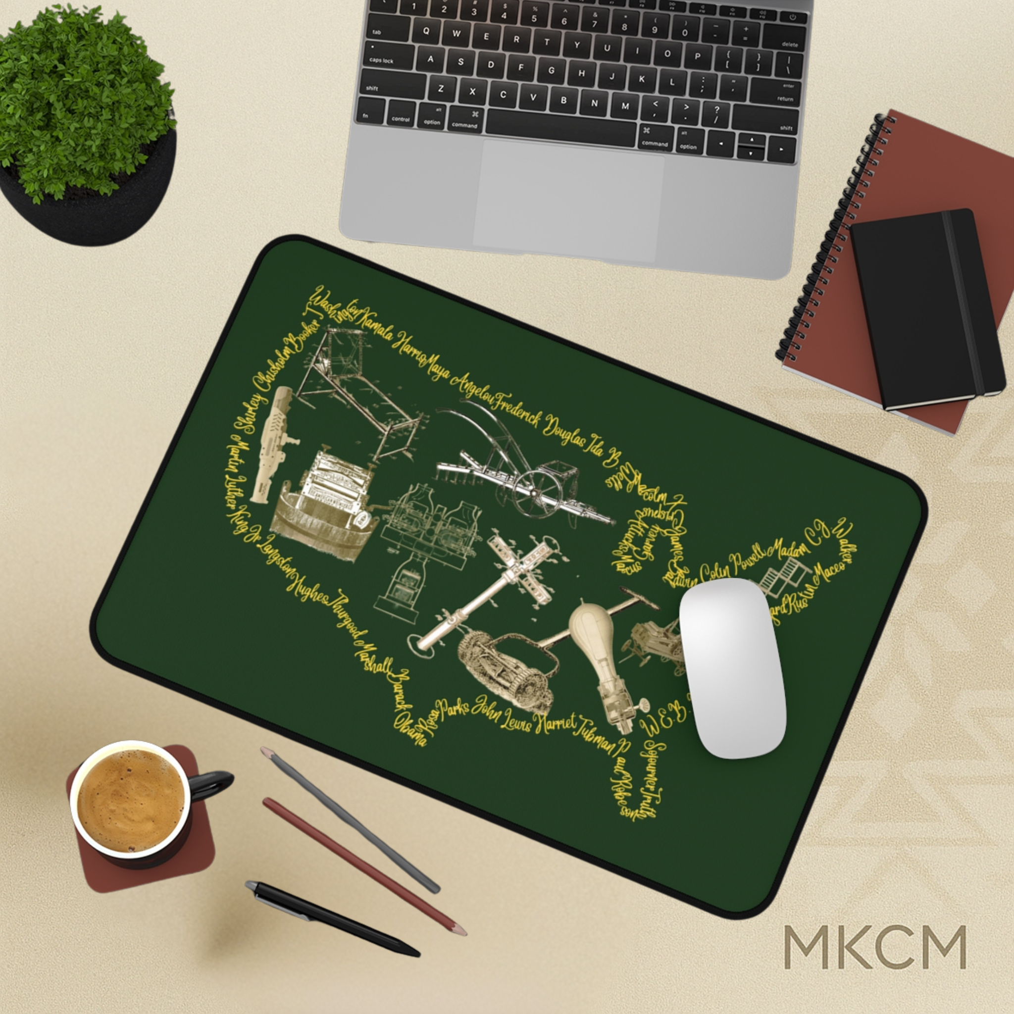 Built on Black Excellence Desk Mat – Black Heritage Office Decor for Empowerment