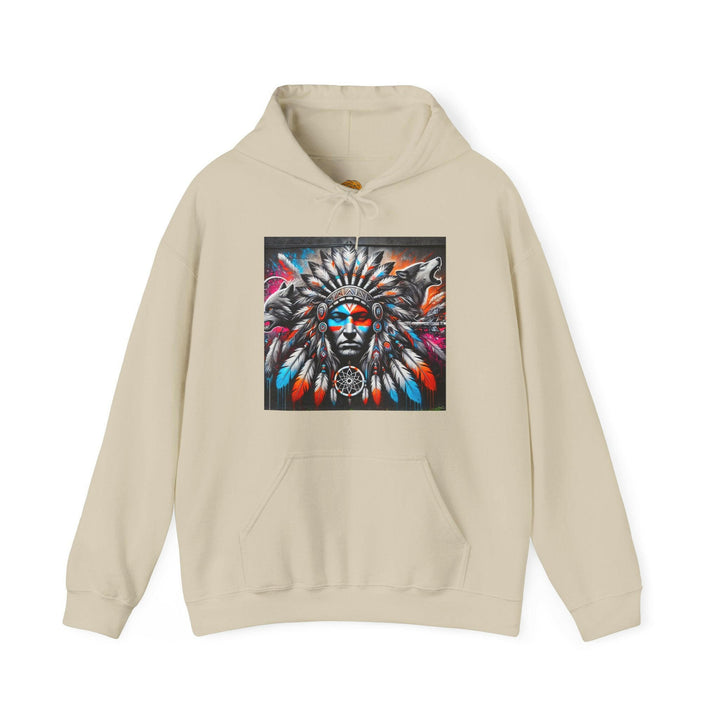 Native warrior hoodie showcasing tribal guardian symbolizes cultural pride & indigenous culture