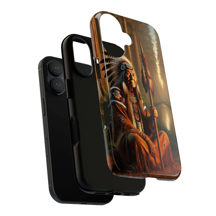 Native Wisdom Tough Phone Case - Samsung, iPhone & Google Pixel, Indigenous Elder Art, Tribal Spirituality, Durable Protective Cover - MKCM Modern Designs