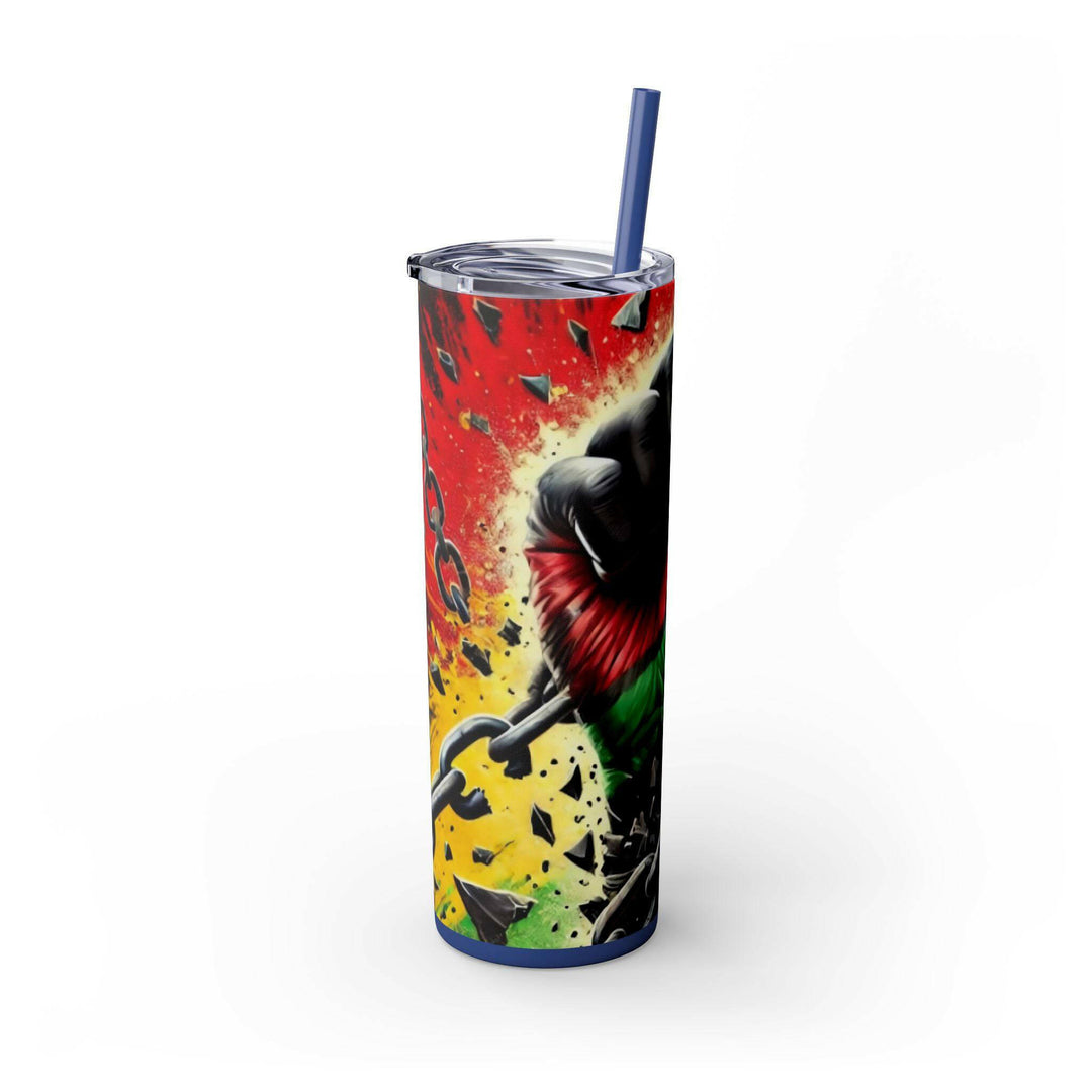 Breaking Chains Tumbler | Afro-Centric Insulated Tumbler with Powerful Black Fist and African Colors, Symbolizing Freedom and Strength - MKCM Modern Designs