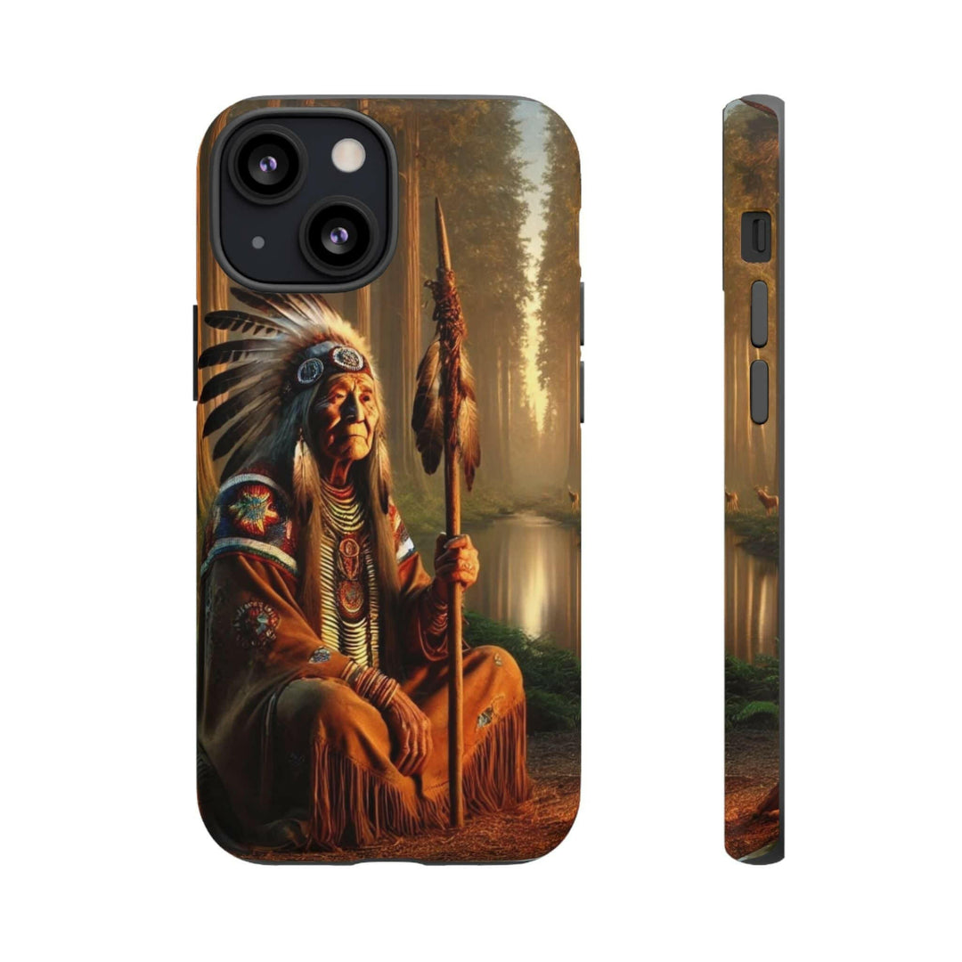 Native Wisdom Tough Phone Case - Samsung, iPhone & Google Pixel, Indigenous Elder Art, Tribal Spirituality, Durable Protective Cover - MKCM Modern Designs