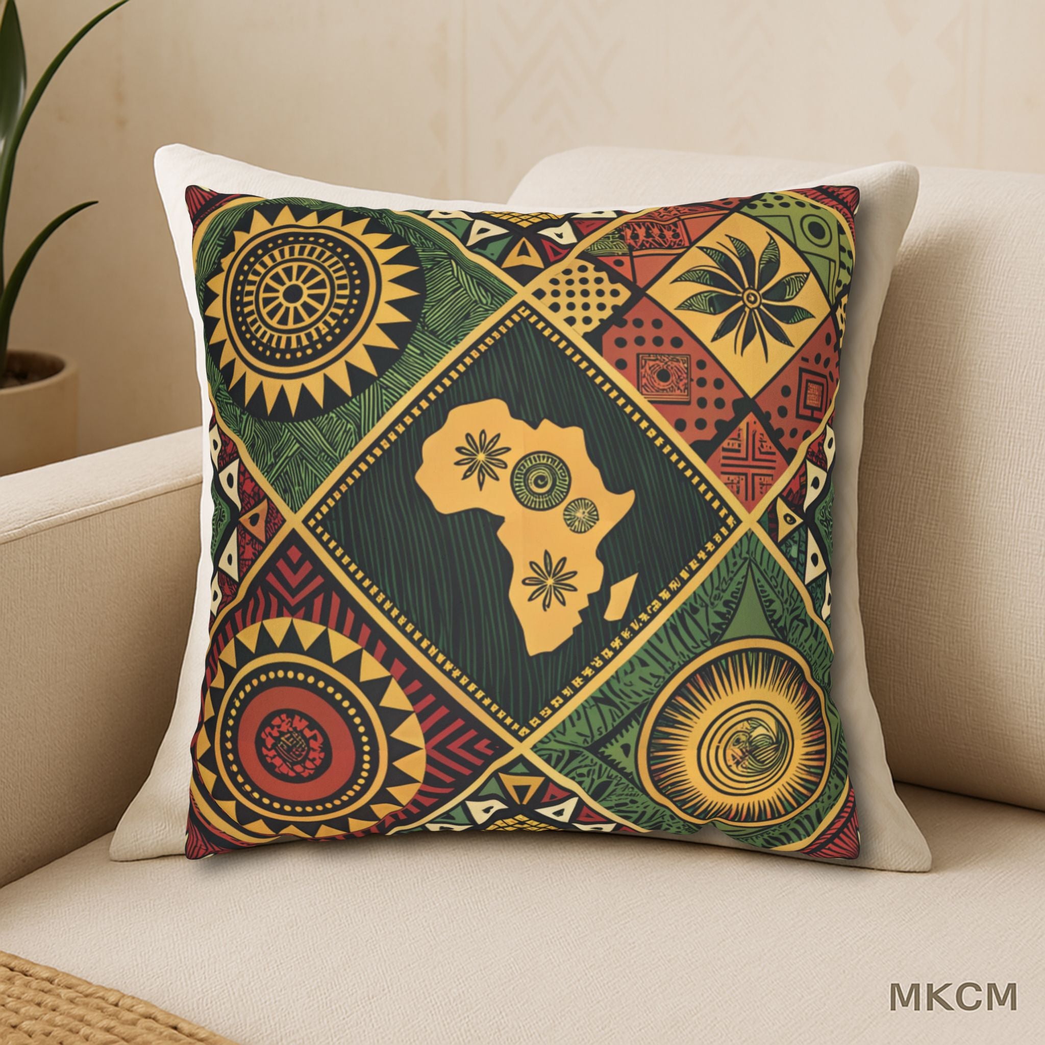 African Tribal Print Pillowcase – Afrocentric Faux Suede Cultural Decor