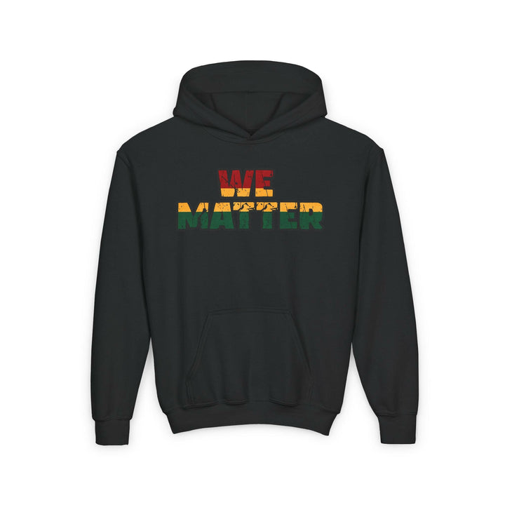 “Youth wearing hoodie with WE MATTER slogan for impactful message”