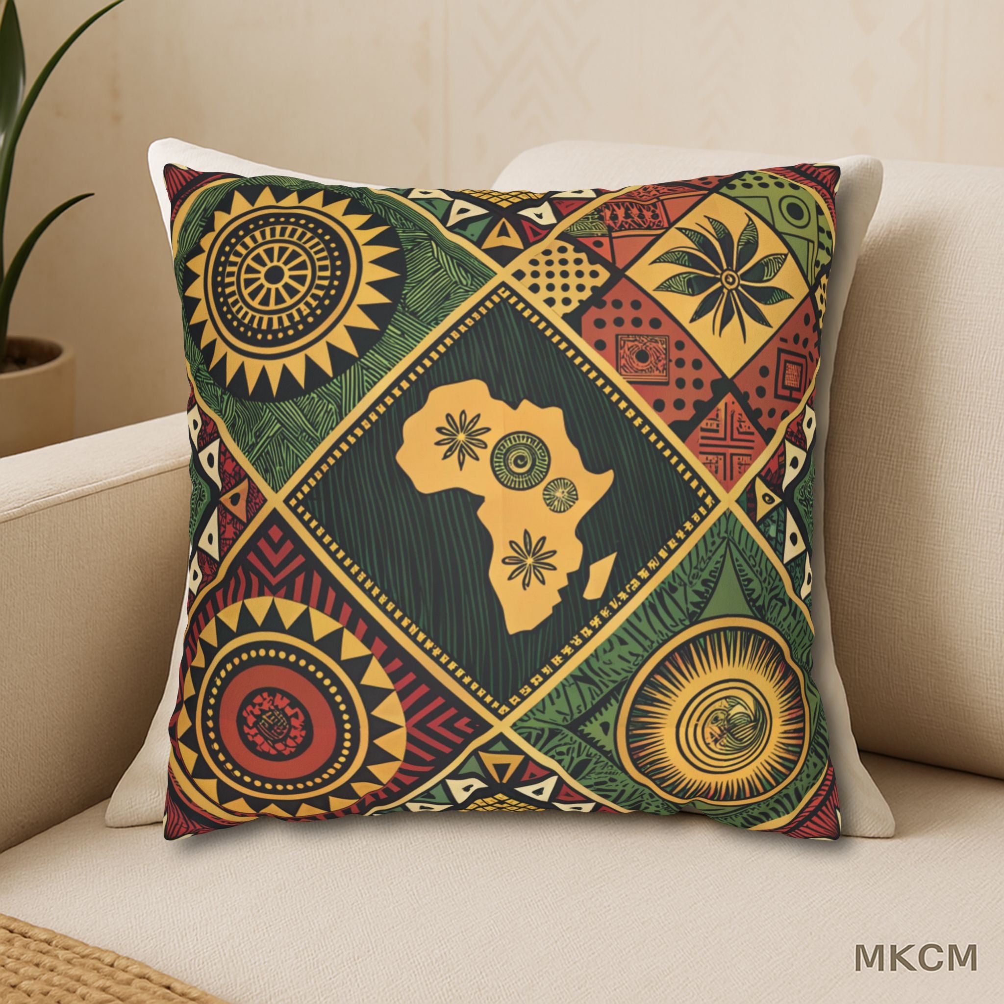 African Tribal Print Pillowcase – Afrocentric Faux Suede Cultural Decor