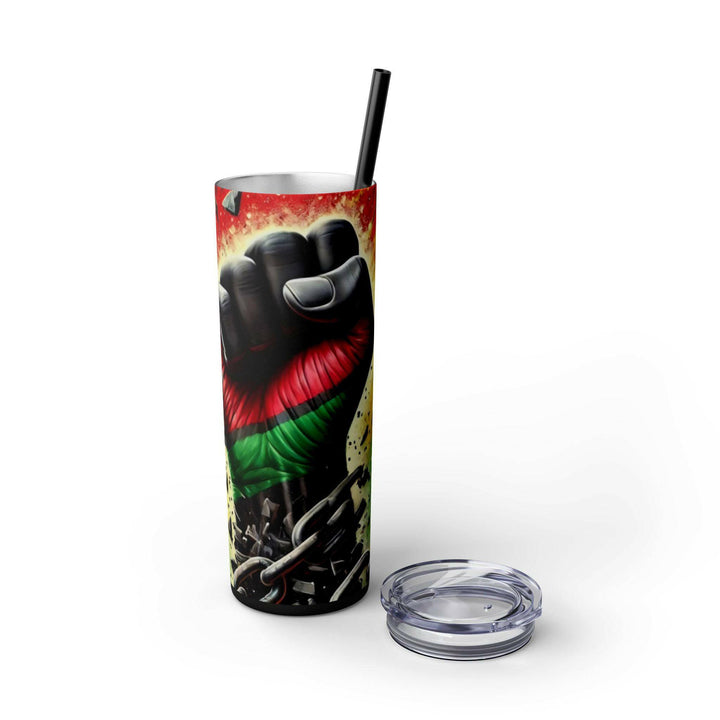 Breaking Chains Tumbler | Afro-Centric Insulated Tumbler with Powerful Black Fist and African Colors, Symbolizing Freedom and Strength - MKCM Modern Designs