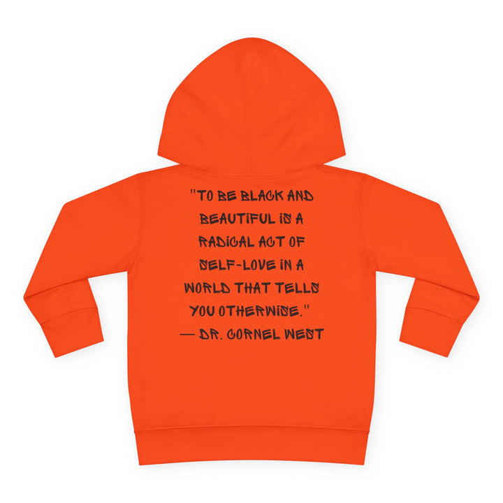 Unapologetically Black toddler hoodie showcasing unity and pride