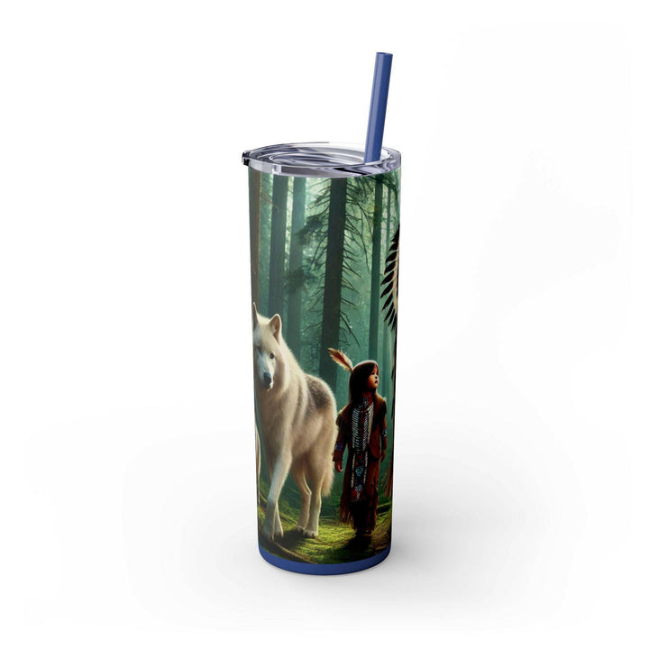 Native American Wolves Tumbler - Stainless Steel 20oz, Spiritual Art Design, Indigenous Culture, Double-Wall Insulated, Unique Gift Idea - MKCM Modern Designs