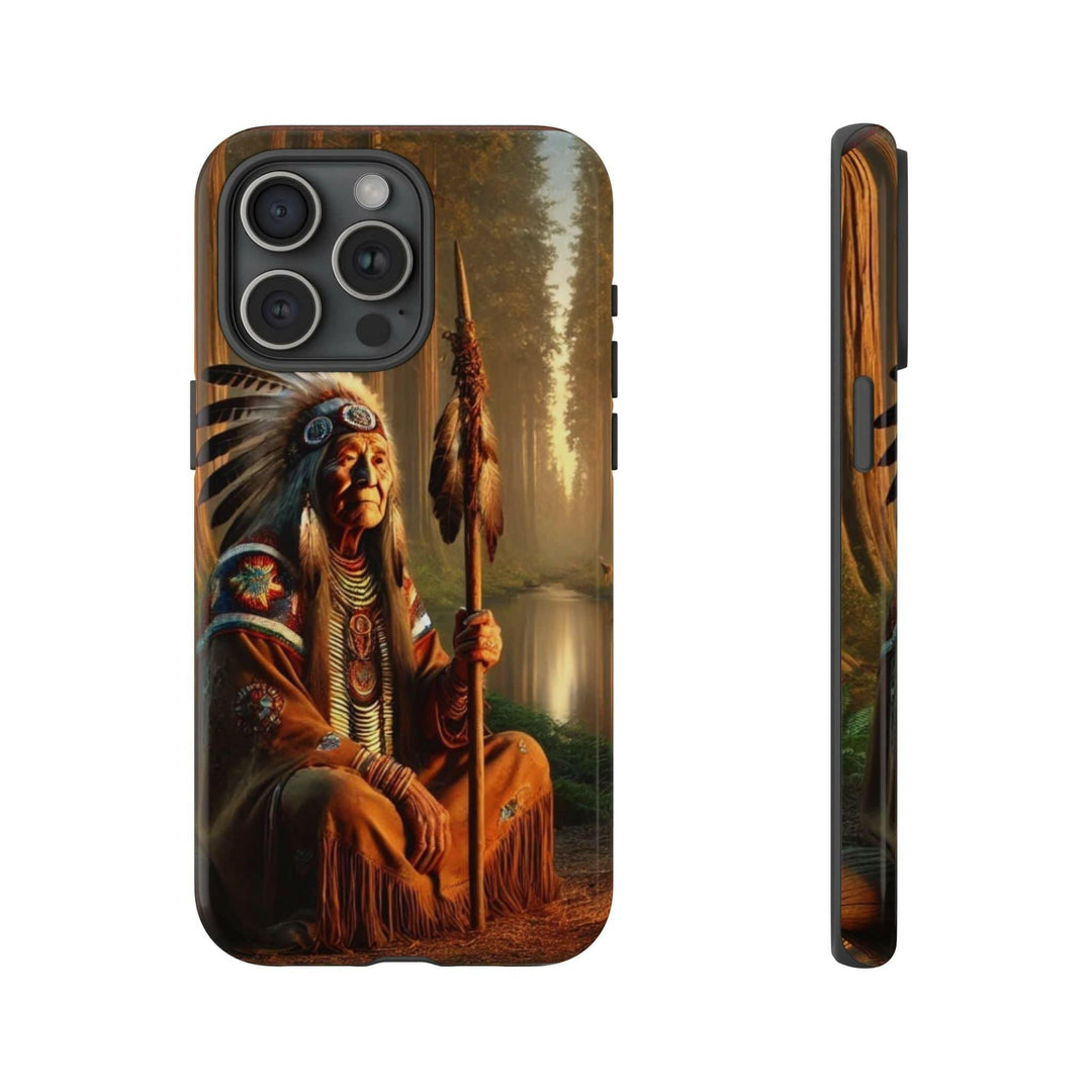 Native Wisdom Tough Phone Case - Samsung, iPhone & Google Pixel, Indigenous Elder Art, Tribal Spirituality, Durable Protective Cover - MKCM Modern Designs