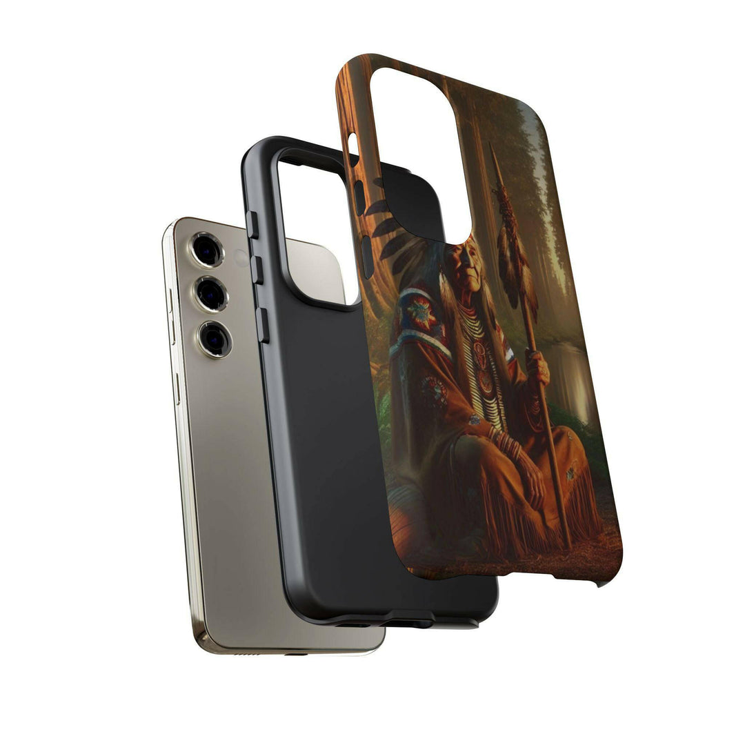 Native Wisdom Tough Phone Case - Samsung, iPhone & Google Pixel, Indigenous Elder Art, Tribal Spirituality, Durable Protective Cover - MKCM Modern Designs