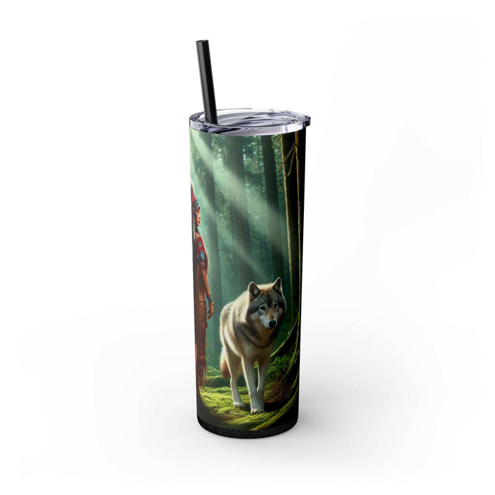 Native American Wolves Tumbler - Stainless Steel 20oz, Spiritual Art Design, Indigenous Culture, Double-Wall Insulated, Unique Gift Idea - MKCM Modern Designs