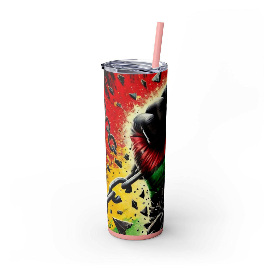 Breaking Chains Tumbler | Afro-Centric Insulated Tumbler with Powerful Black Fist and African Colors, Symbolizing Freedom and Strength - MKCM Modern Designs