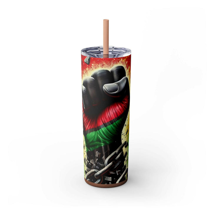 Breaking Chains Tumbler | Afro-Centric Insulated Tumbler with Powerful Black Fist and African Colors, Symbolizing Freedom and Strength - MKCM Modern Designs