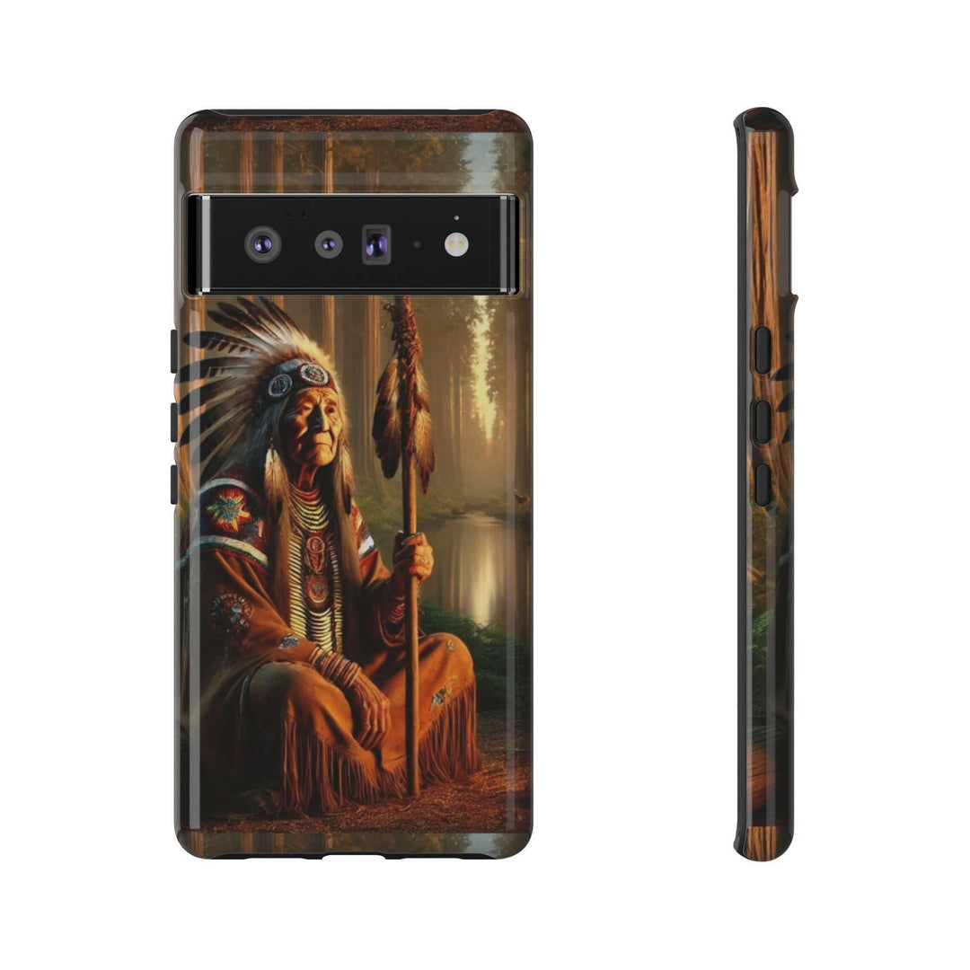 Native Wisdom Tough Phone Case - Samsung, iPhone & Google Pixel, Indigenous Elder Art, Tribal Spirituality, Durable Protective Cover - MKCM Modern Designs