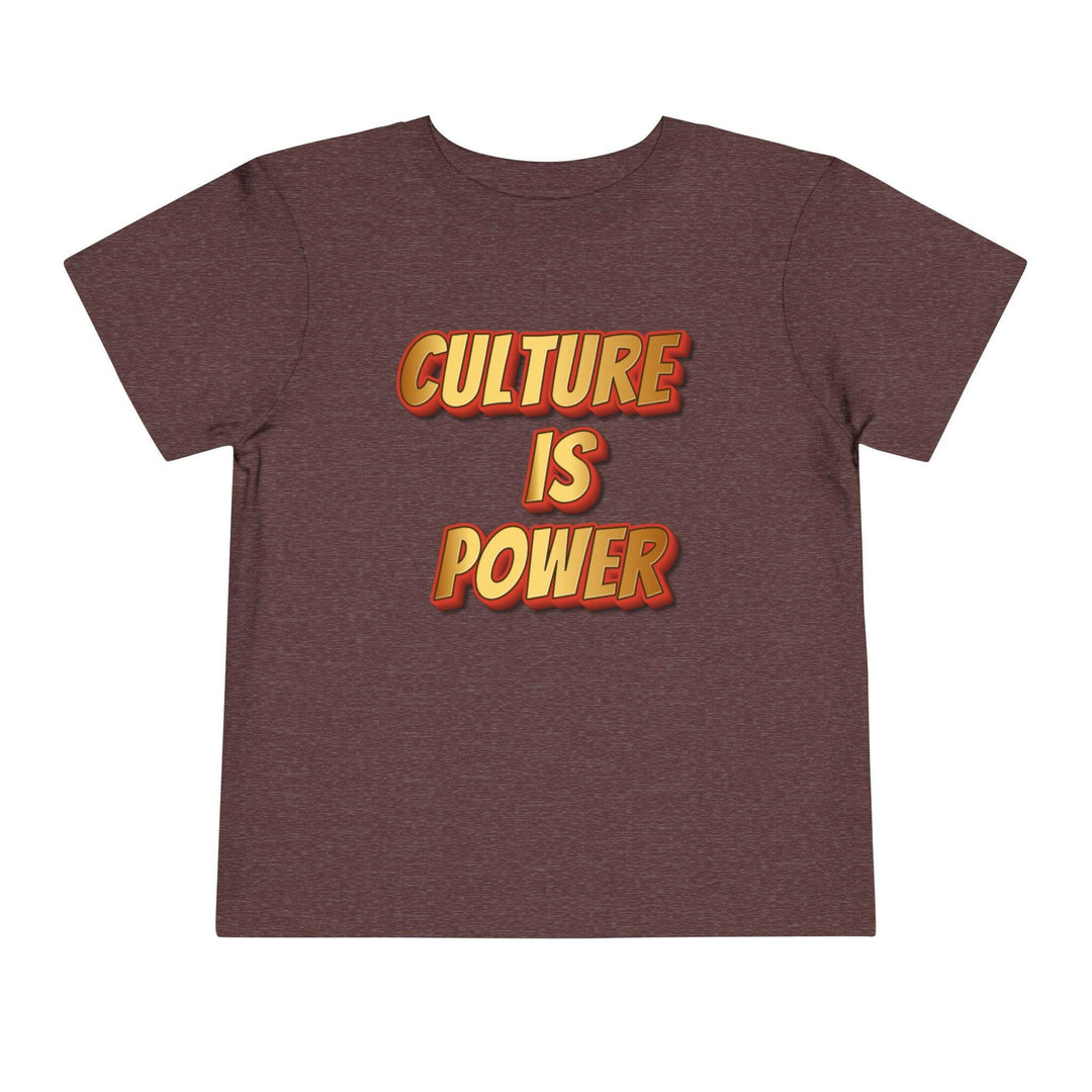 Toddler tee with culture is power slogan - Trendy kids clothing for empowered toddlers