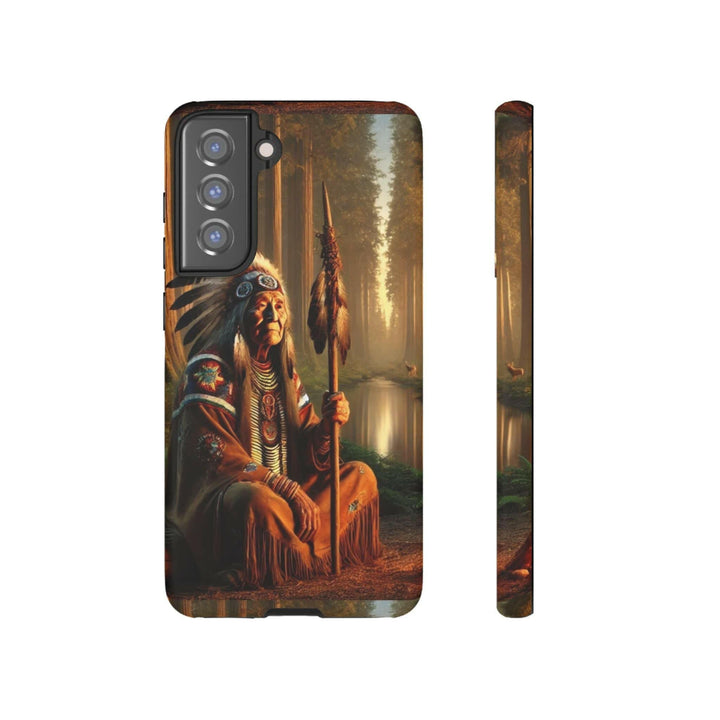 Native Wisdom Tough Phone Case - Samsung, iPhone & Google Pixel, Indigenous Elder Art, Tribal Spirituality, Durable Protective Cover - MKCM Modern Designs