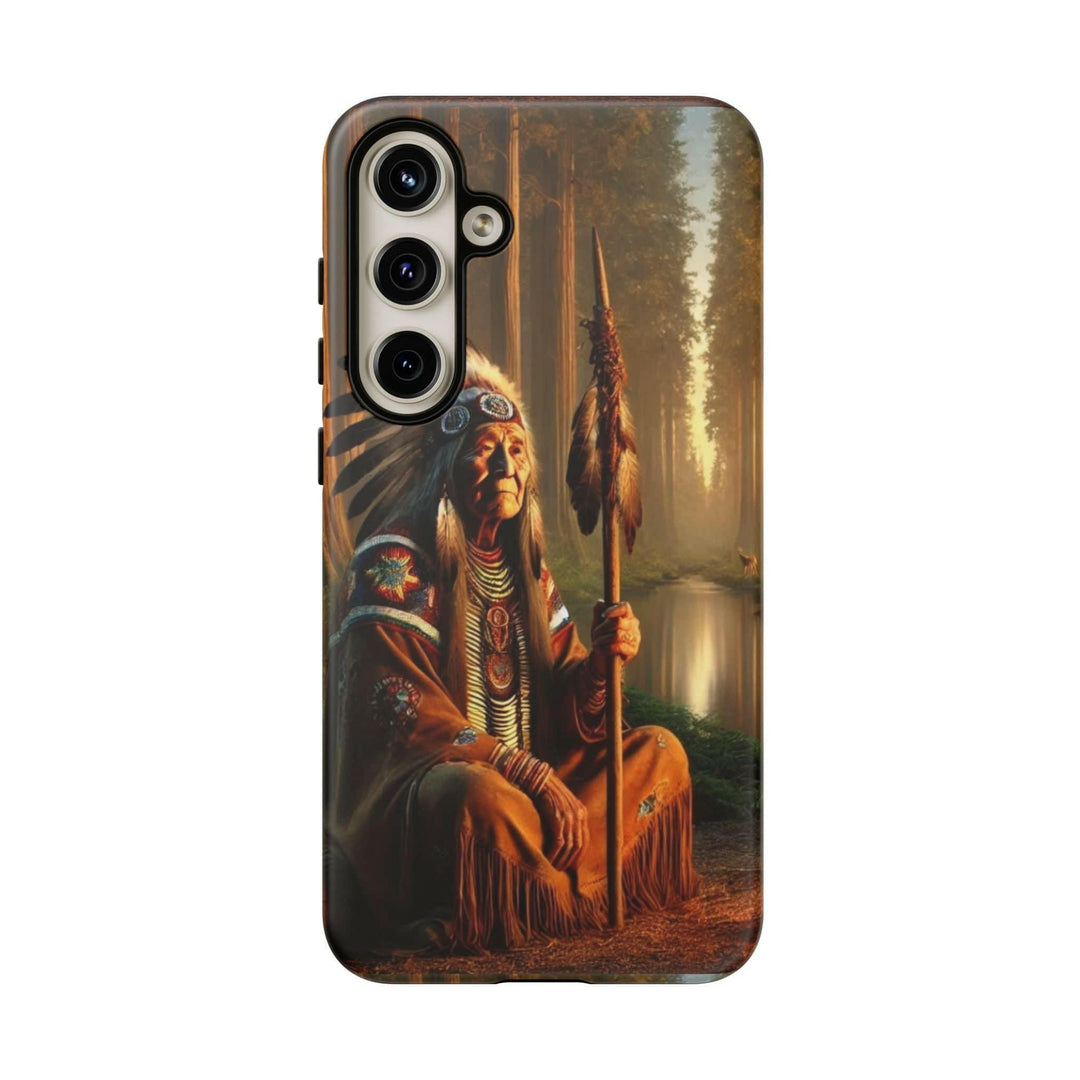 Native Wisdom Tough Phone Case - Samsung, iPhone & Google Pixel, Indigenous Elder Art, Tribal Spirituality, Durable Protective Cover - MKCM Modern Designs