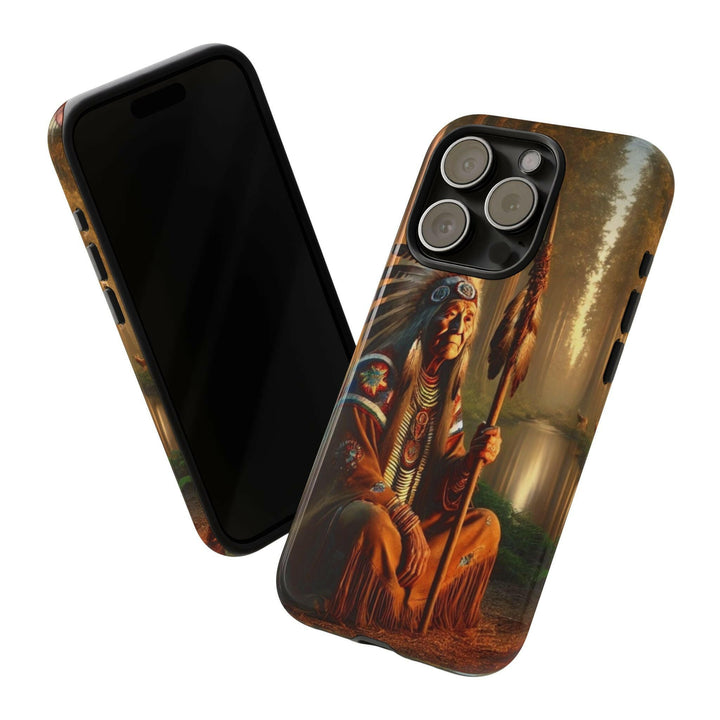 Native Wisdom Tough Phone Case - Samsung, iPhone & Google Pixel, Indigenous Elder Art, Tribal Spirituality, Durable Protective Cover - MKCM Modern Designs