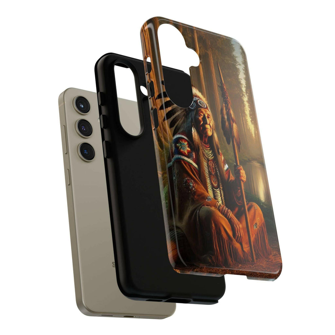 Native Wisdom Tough Phone Case - Samsung, iPhone & Google Pixel, Indigenous Elder Art, Tribal Spirituality, Durable Protective Cover - MKCM Modern Designs