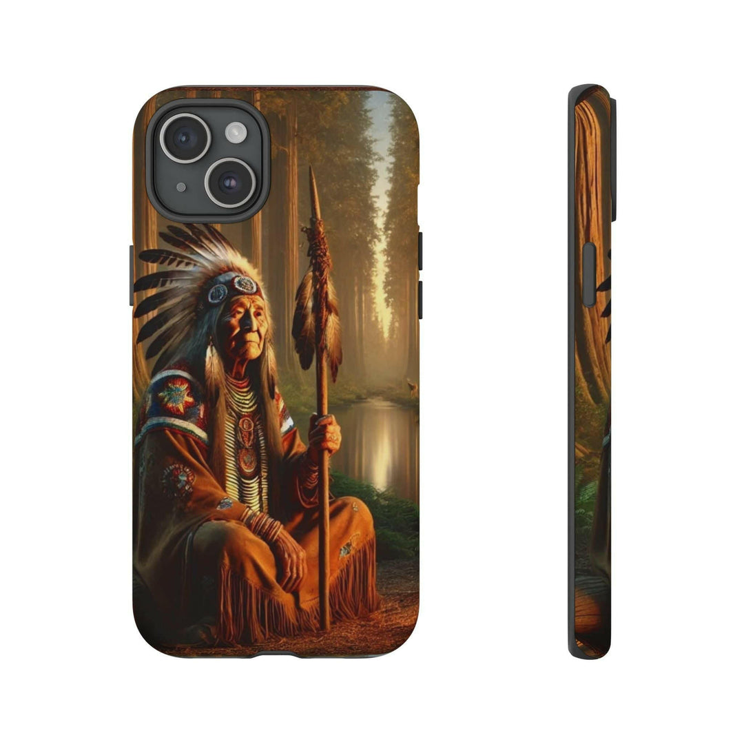 Native Wisdom Tough Phone Case - Samsung, iPhone & Google Pixel, Indigenous Elder Art, Tribal Spirituality, Durable Protective Cover - MKCM Modern Designs