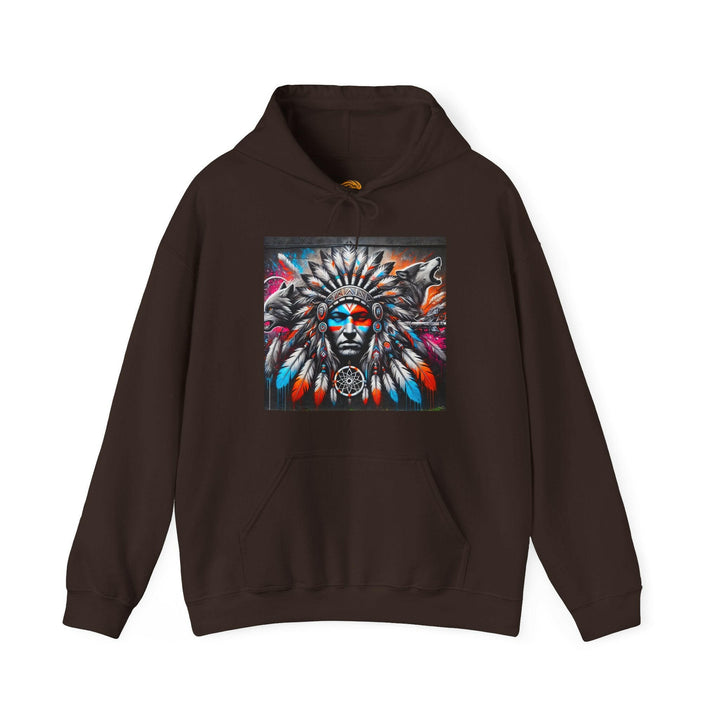 Native warrior hoodie showcasing tribal guardian symbolizes cultural pride & indigenous culture