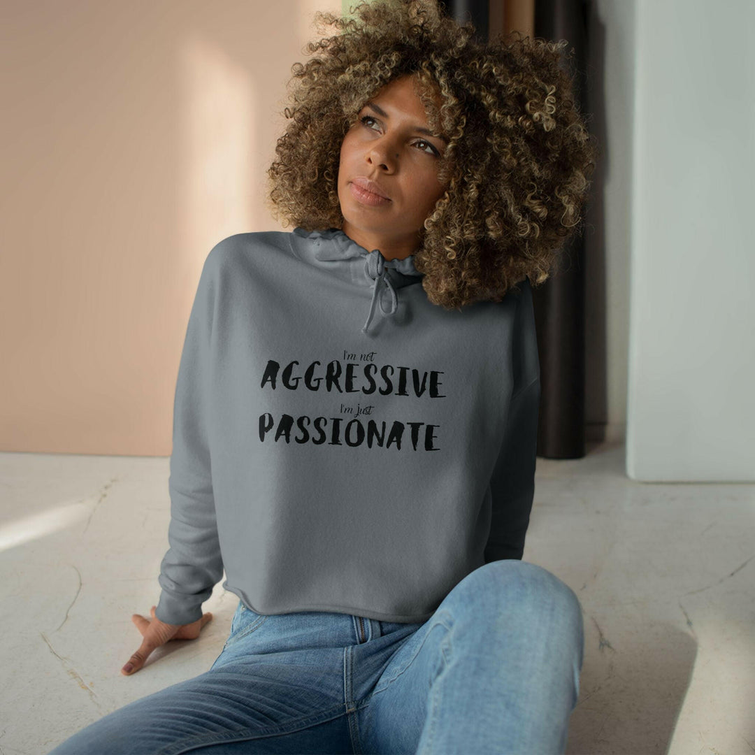 Crop hoodie showcasing Black culture and power statement, perfect for those who are not aggressive but just passionate.