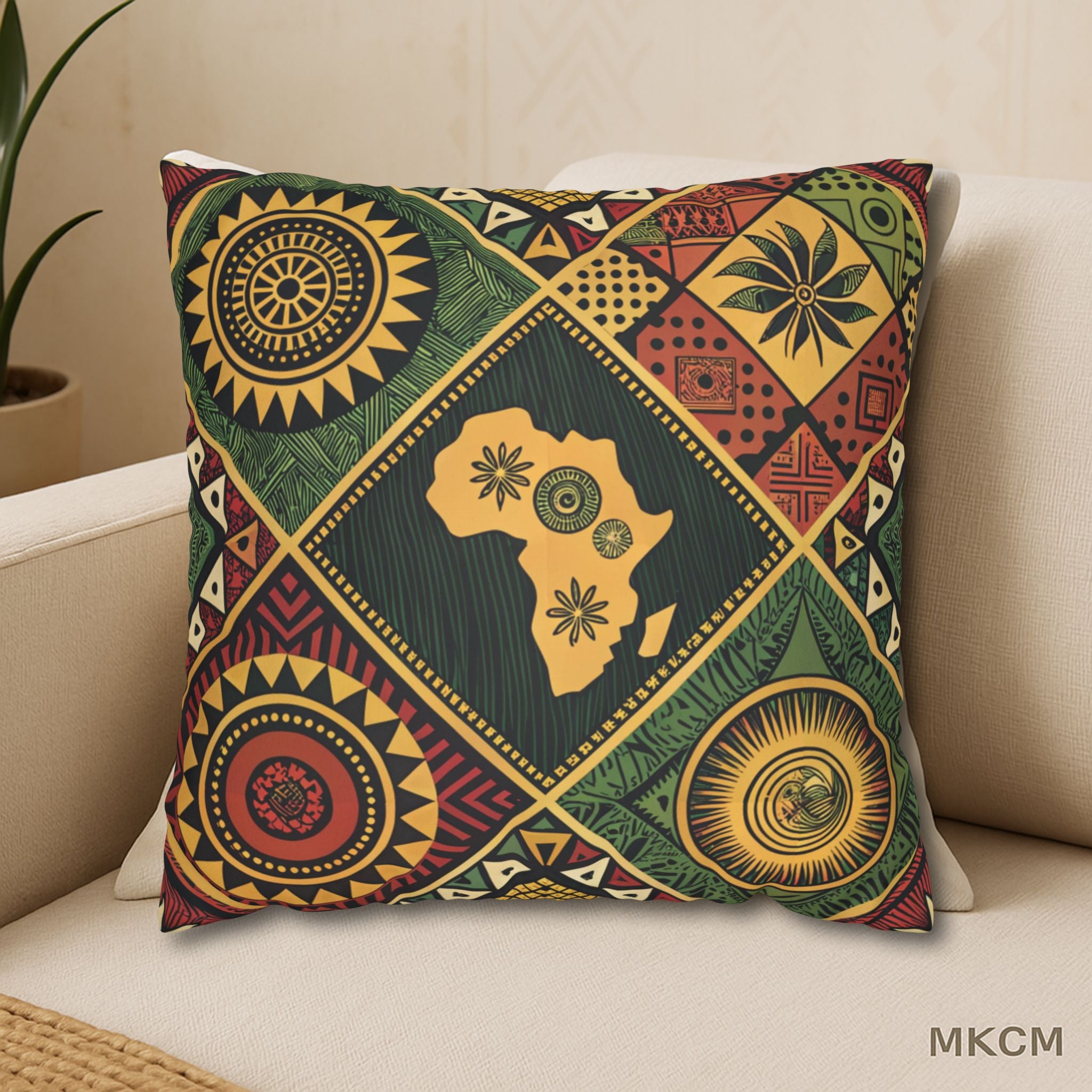 African Tribal Print Pillowcase – Afrocentric Faux Suede Cultural Decor
