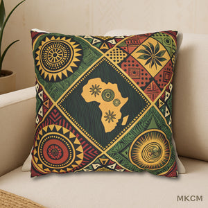 African Tribal Print Pillowcase – Afrocentric Faux Suede Cultural Decor