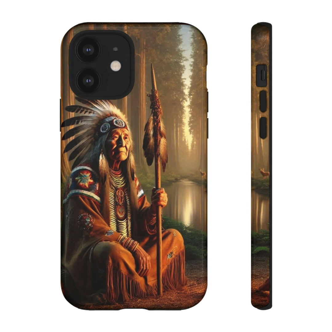 Native Wisdom Tough Phone Case - Samsung, iPhone & Google Pixel, Indigenous Elder Art, Tribal Spirituality, Durable Protective Cover - MKCM Modern Designs