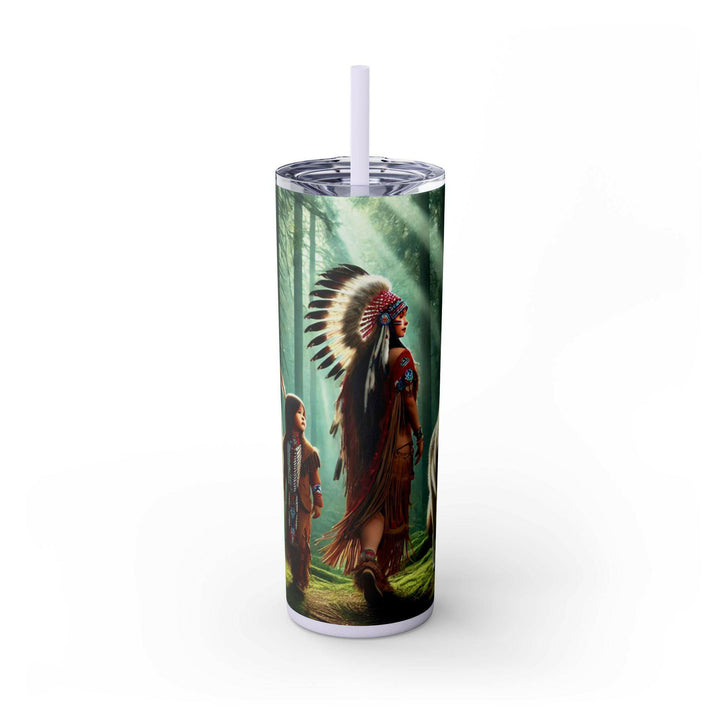 Native American Wolves Tumbler - Stainless Steel 20oz, Spiritual Art Design, Indigenous Culture, Double-Wall Insulated, Unique Gift Idea - MKCM Modern Designs