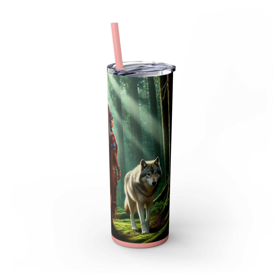 Native American Wolves Tumbler - Stainless Steel 20oz, Spiritual Art Design, Indigenous Culture, Double-Wall Insulated, Unique Gift Idea - MKCM Modern Designs