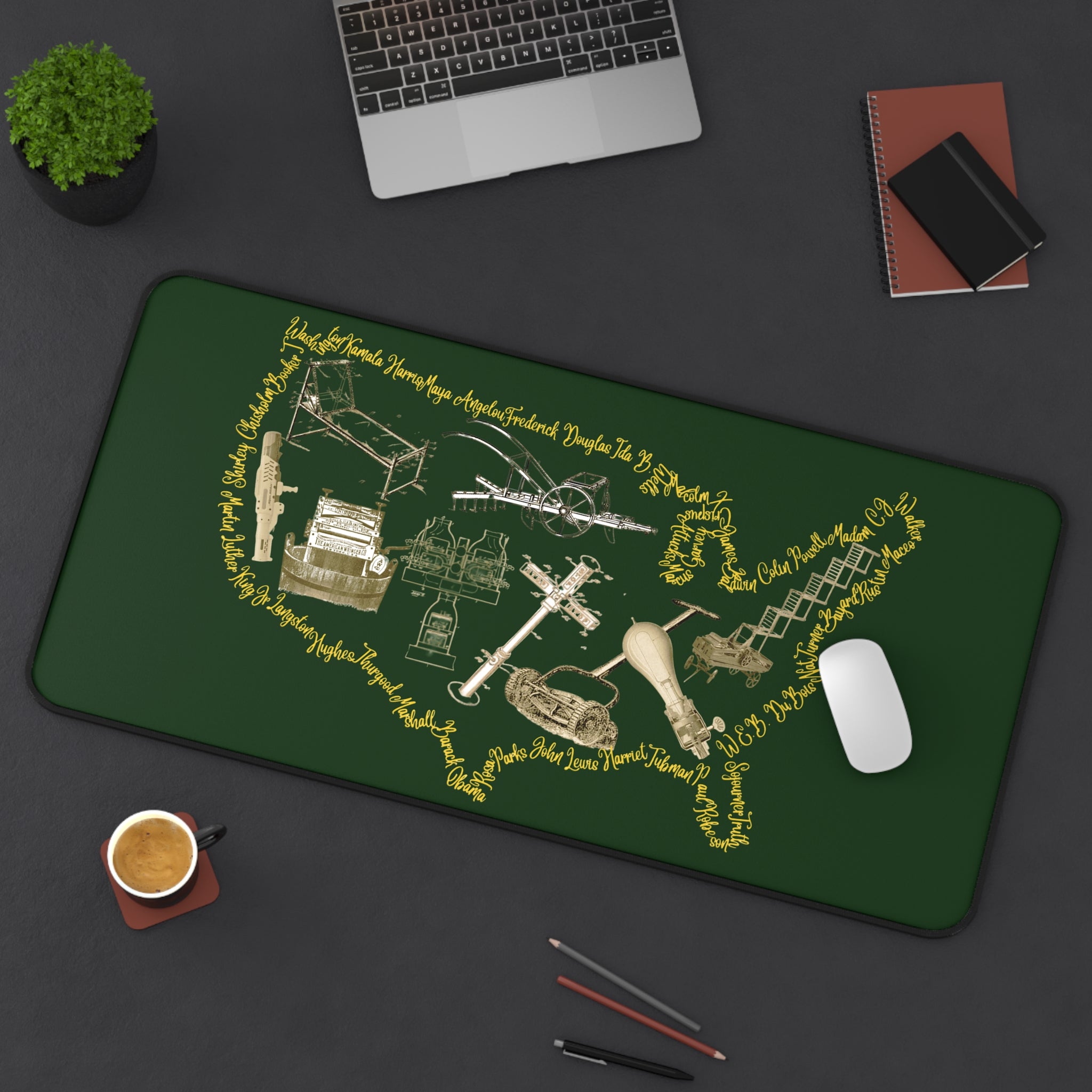 Built on Black Excellence Desk Mat – Black Heritage Office Decor for Empowerment