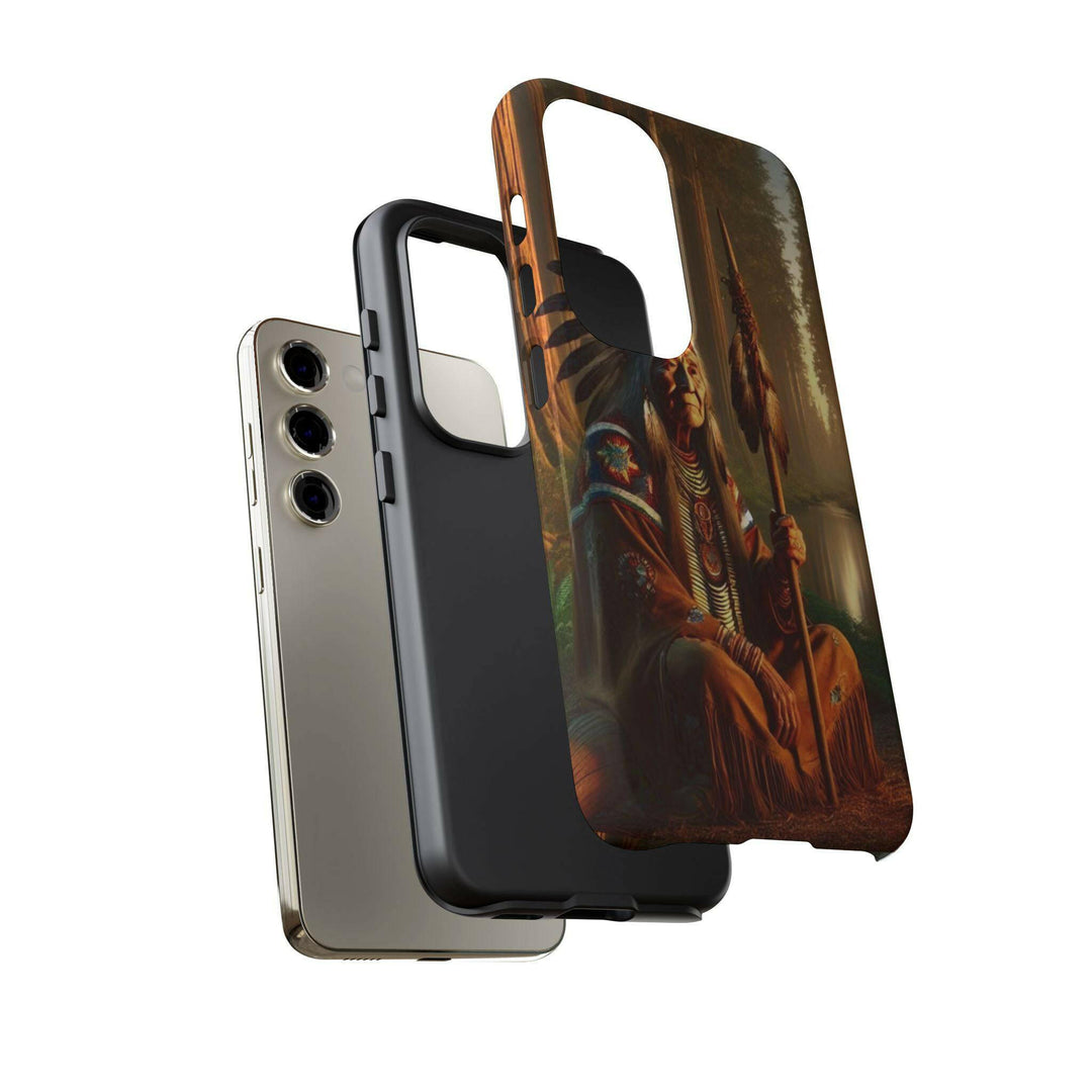 Native Wisdom Tough Phone Case - Samsung, iPhone & Google Pixel, Indigenous Elder Art, Tribal Spirituality, Durable Protective Cover - MKCM Modern Designs