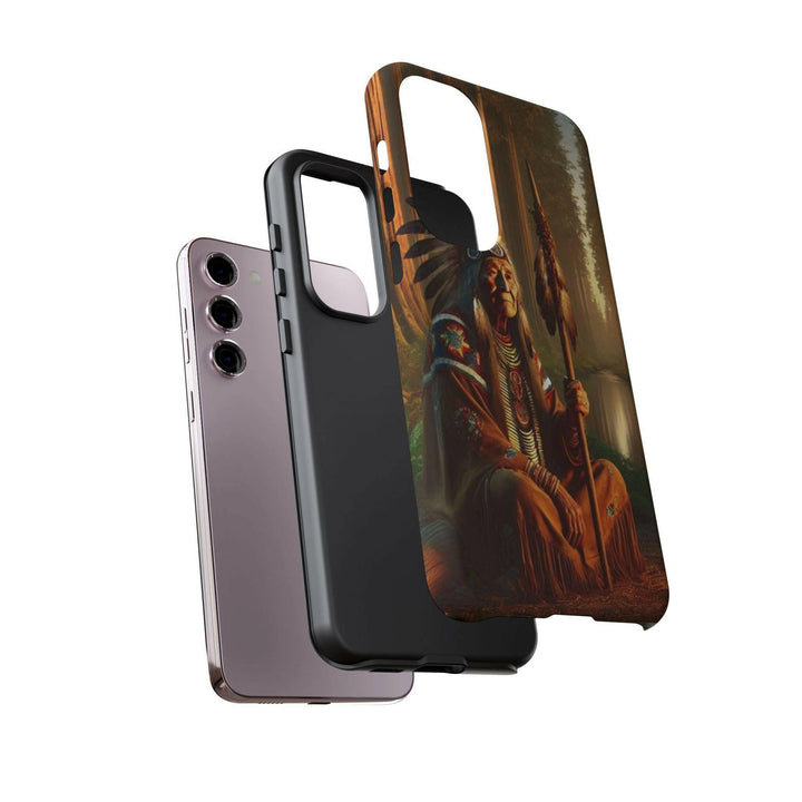 Native Wisdom Tough Phone Case - Samsung, iPhone & Google Pixel, Indigenous Elder Art, Tribal Spirituality, Durable Protective Cover - MKCM Modern Designs