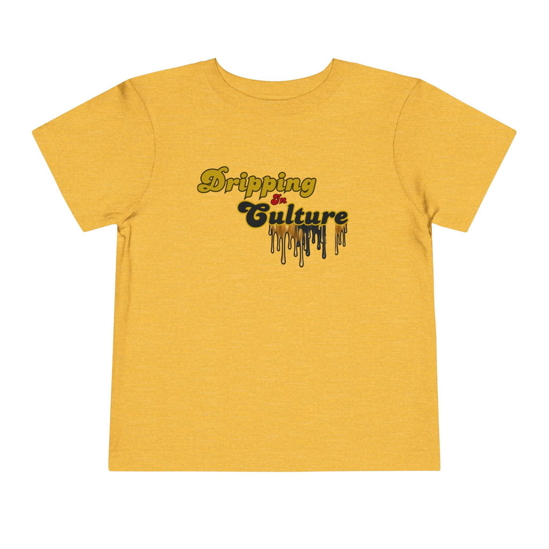 Cultural Pride toddler tee showcasing heritage, empowering youth with a dripping in culture design.