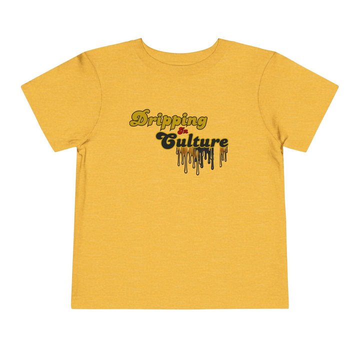 Cultural Pride toddler tee showcasing heritage, empowering youth with a dripping in culture design.