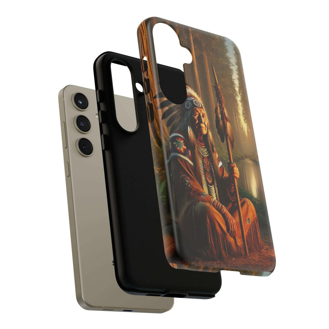 Native Wisdom Tough Phone Case - Samsung, iPhone & Google Pixel, Indigenous Elder Art, Tribal Spirituality, Durable Protective Cover - MKCM Modern Designs