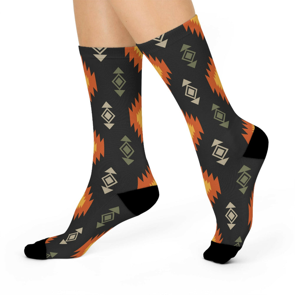 Sunburst Tribal Pattern Crew Socks.