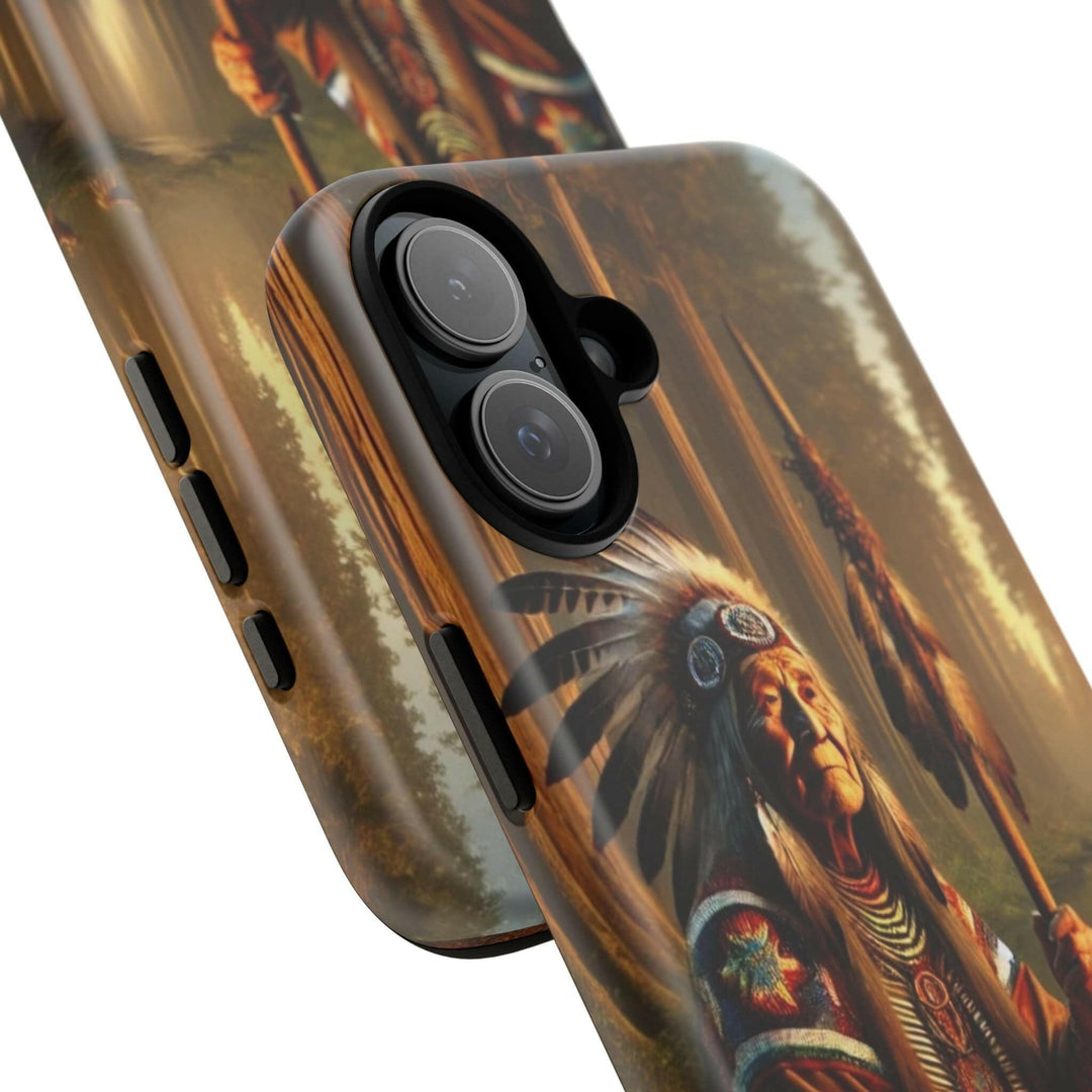 Native Wisdom Tough Phone Case - Samsung, iPhone & Google Pixel, Indigenous Elder Art, Tribal Spirituality, Durable Protective Cover - MKCM Modern Designs