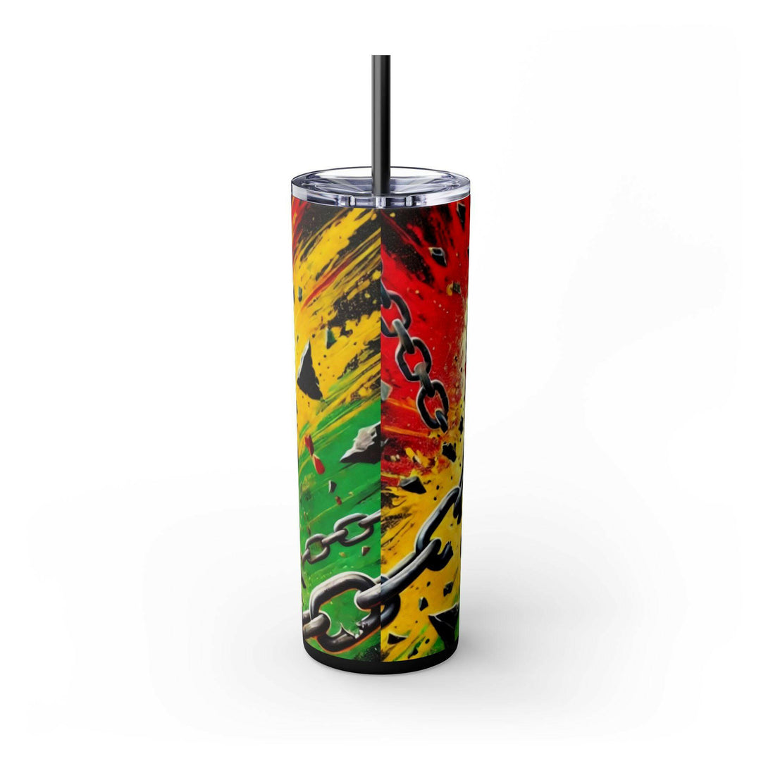 Breaking Chains Tumbler | Afro-Centric Insulated Tumbler with Powerful Black Fist and African Colors, Symbolizing Freedom and Strength - MKCM Modern Designs