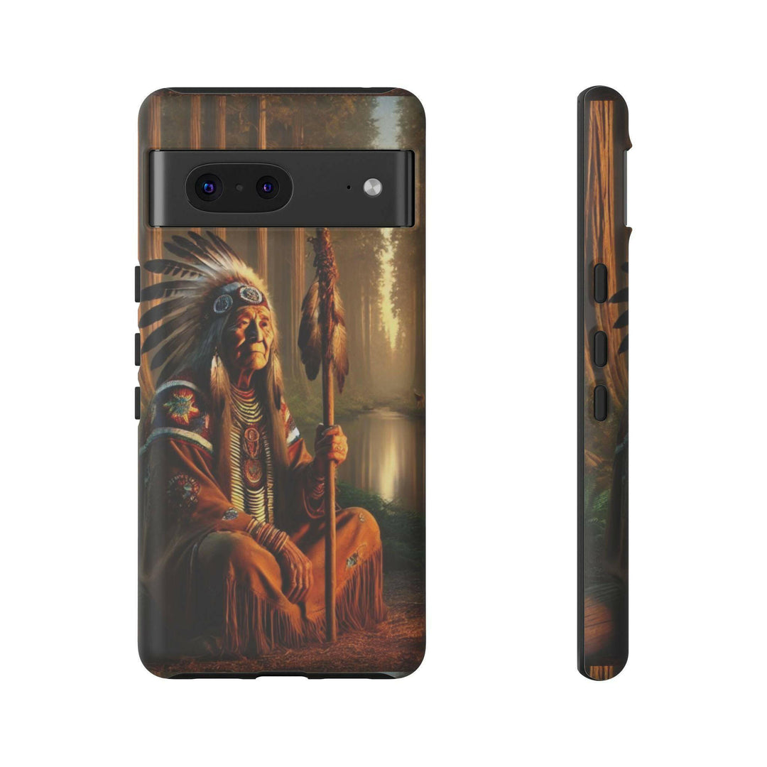 Native Wisdom Tough Phone Case - Samsung, iPhone & Google Pixel, Indigenous Elder Art, Tribal Spirituality, Durable Protective Cover - MKCM Modern Designs