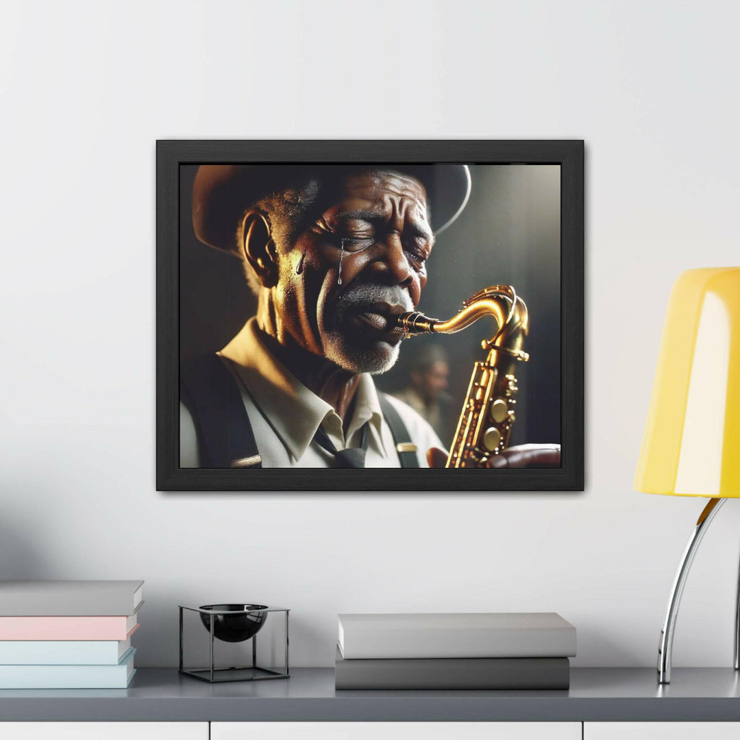 Emotional Saxophonist Framed Art.