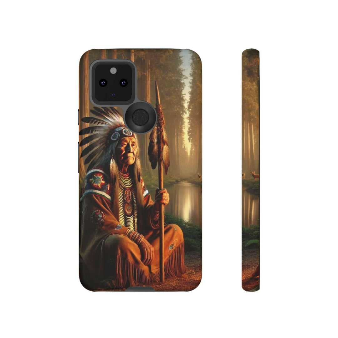 Native Wisdom Tough Phone Case - Samsung, iPhone & Google Pixel, Indigenous Elder Art, Tribal Spirituality, Durable Protective Cover - MKCM Modern Designs